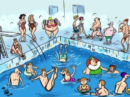 Карикатура "Бассейн". Автор DBD газета Город