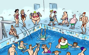 Карикатура "Бассейн". Автор DBD газета Город