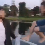 Стоп-кадр видео с прыжком в воду реки