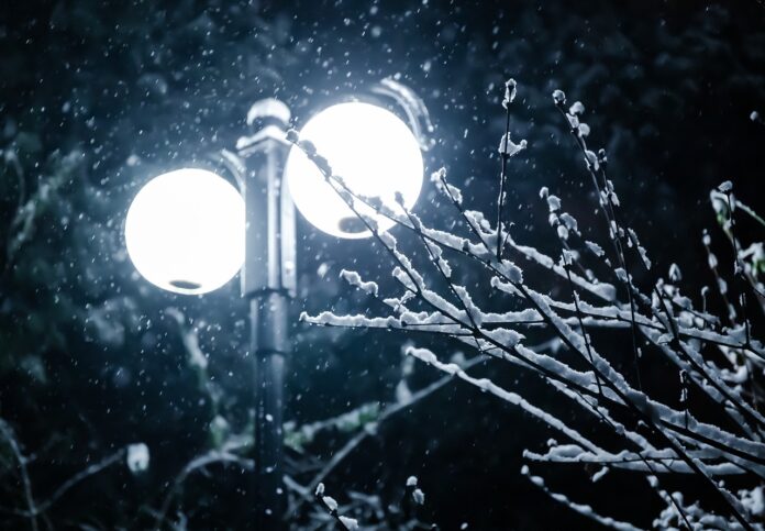 Зима, освещение, уличный фонарь