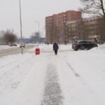 зима, лёд, Нарва, пешеход, тротуар