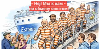 Эстония рискует превратиться в «тюрьму народов». Прием чужих заключённых — это не «Нокия» Карикатура газеты "Город" Заключённые
