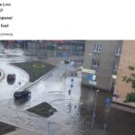 Наводнения в начале Таллиннского шоссе, на кольце Кереса
